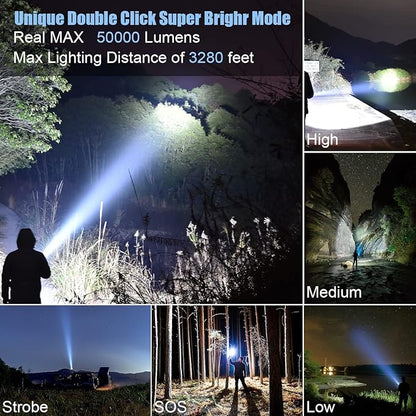 Super Power LED Flashlight – Zoomable, Rechargeable, Metal Body with Power Bank, 8–12 Hrs Battery Backup